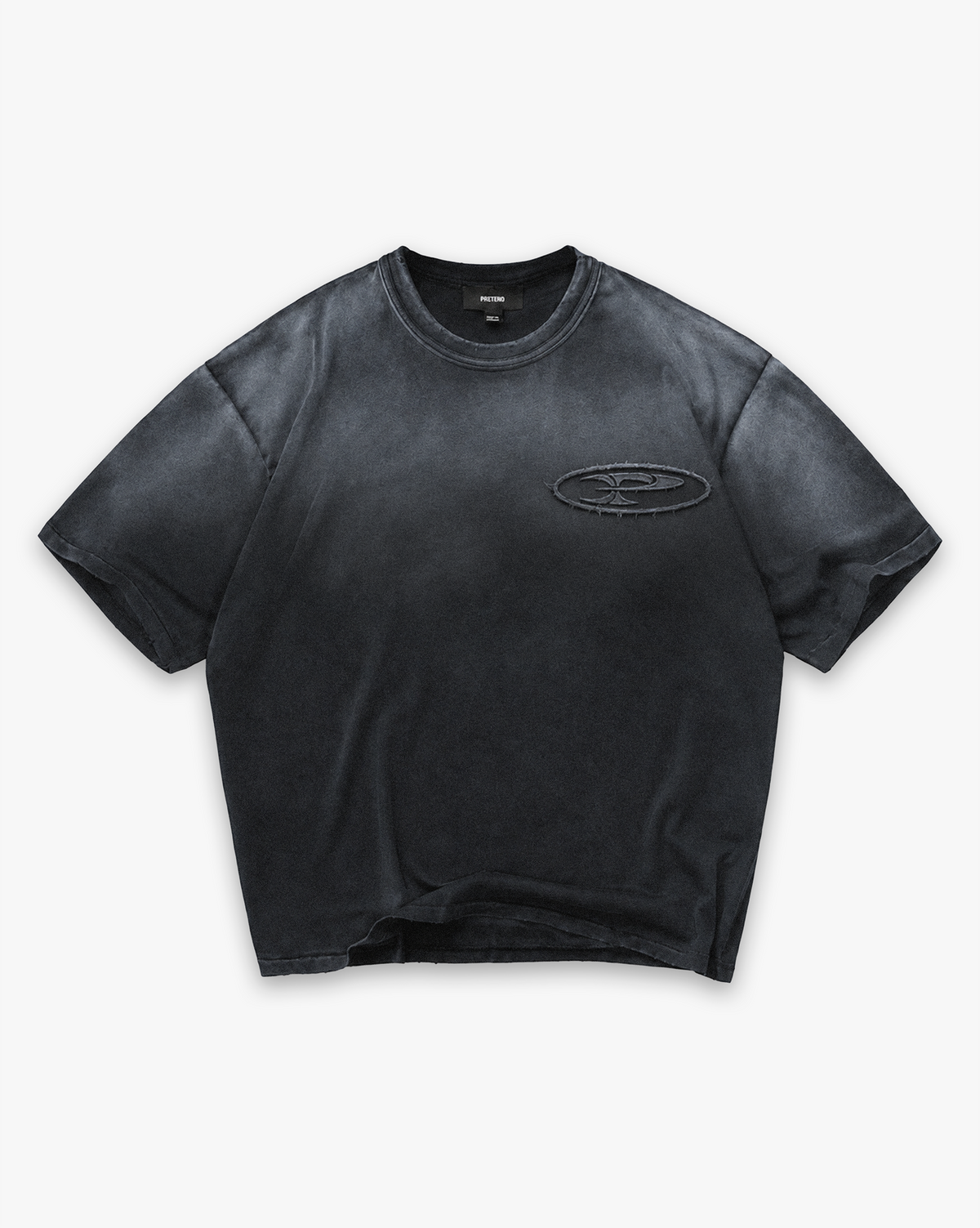 RAW FADED APPLIQUE TEE - BLACK