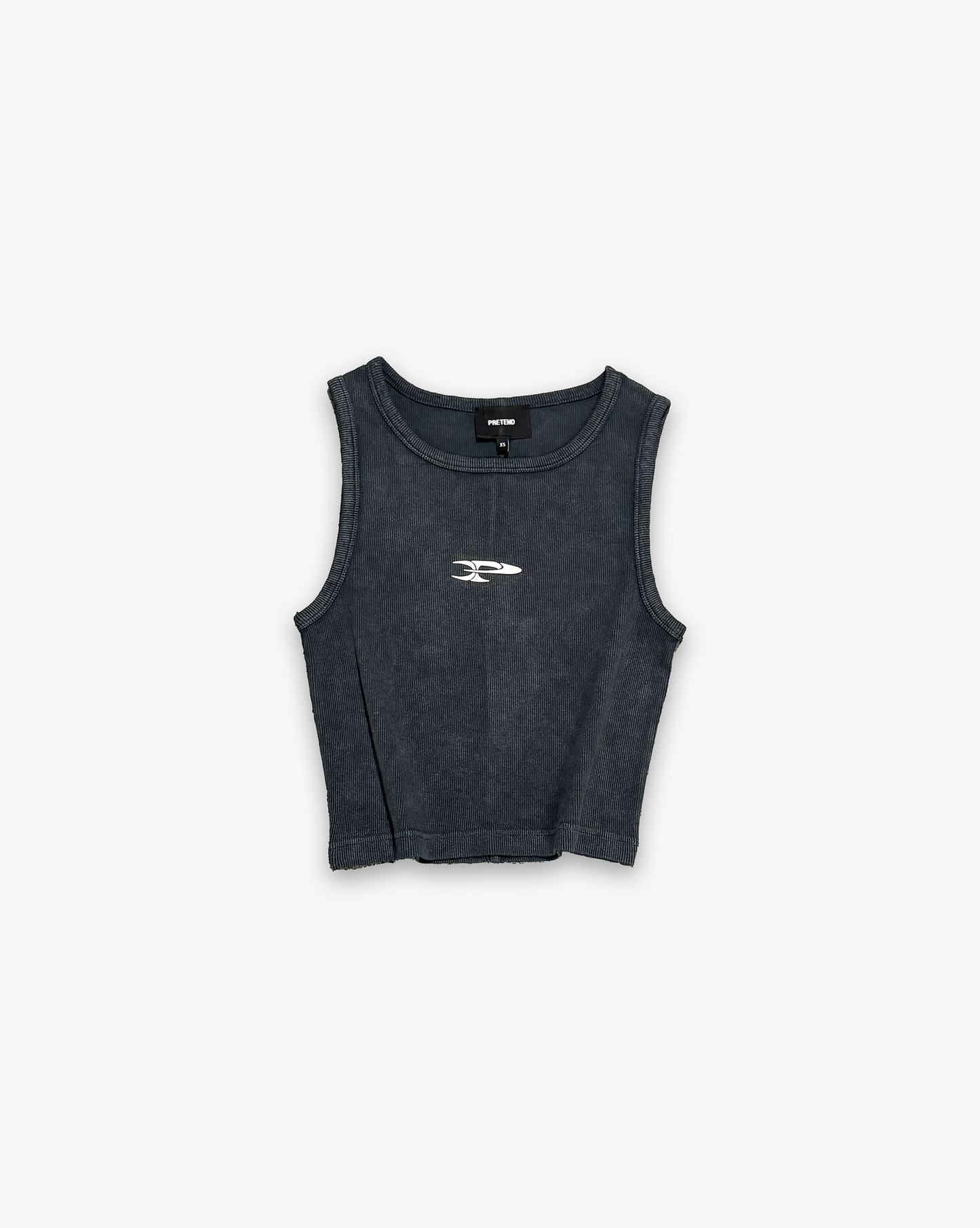 RAW RIBBED CROP TANK TOP - CHARCOAL