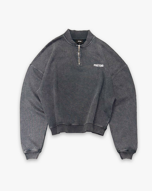 ACID WASHED QUARTER ZIP SWEATSHIRT