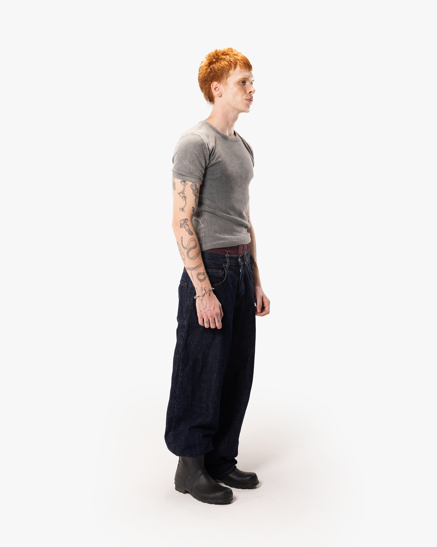 RAW RIBBED TEE - ACID GREY