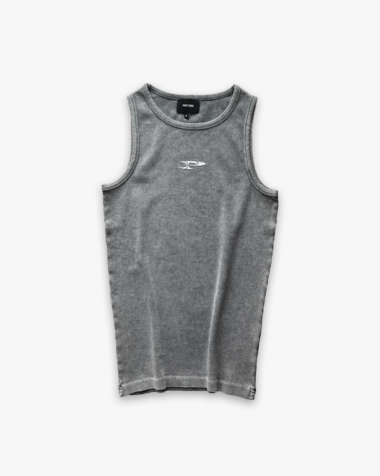 RAW RIBBED TANK TOP - ACID WASHED