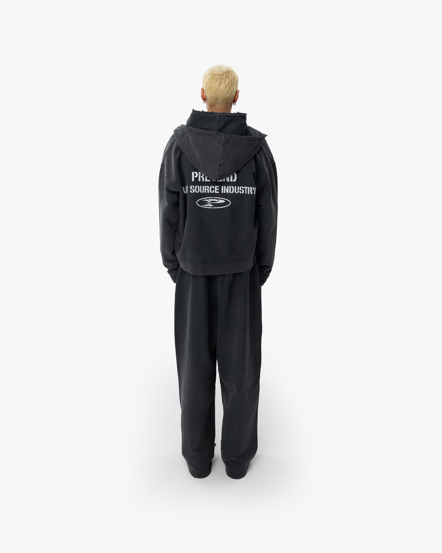 ACID WASHED DISTRESSED ZIP HOODIE