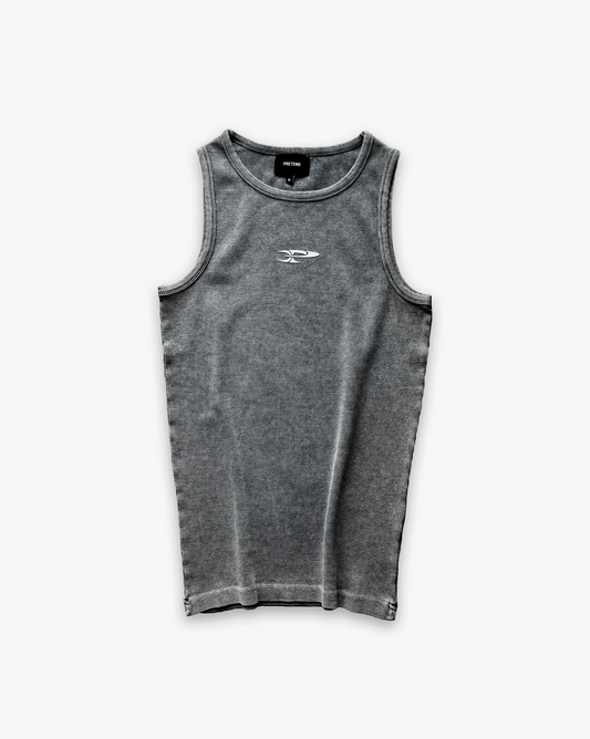 RAW RIBBED TANK TOP - ACID WASHED