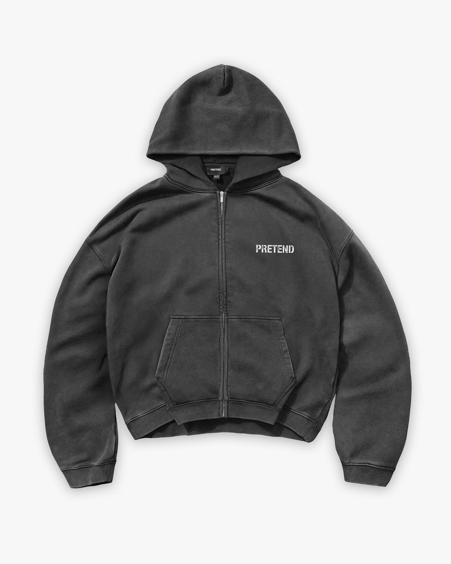 ACID WASHED DISTRESSED ZIP HOODIE