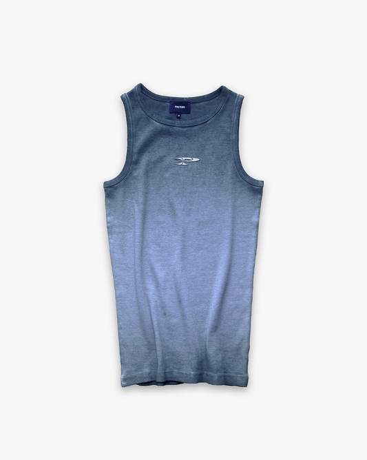 RAW RIBBED TANK TOP - DARK DENIM BLUE