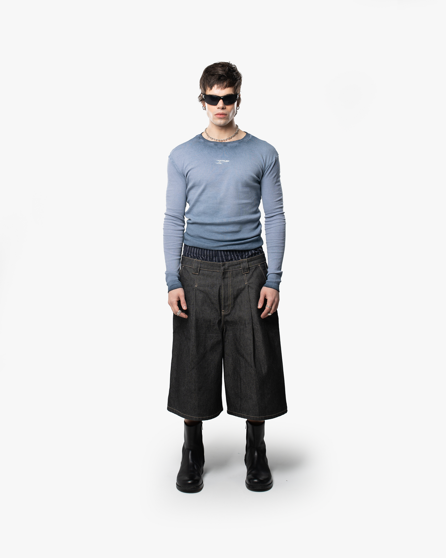 RAW RIBBED LONGSLEEVE - DARK DENIM BLUE