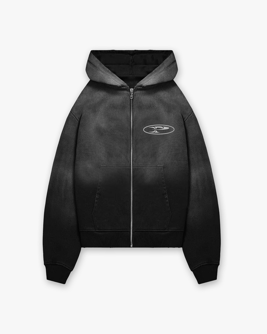 FADED RAW ZIP HOODIE
