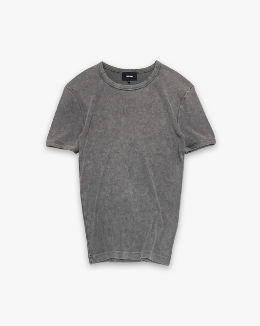 RAW RIBBED TEE - ACID GREY