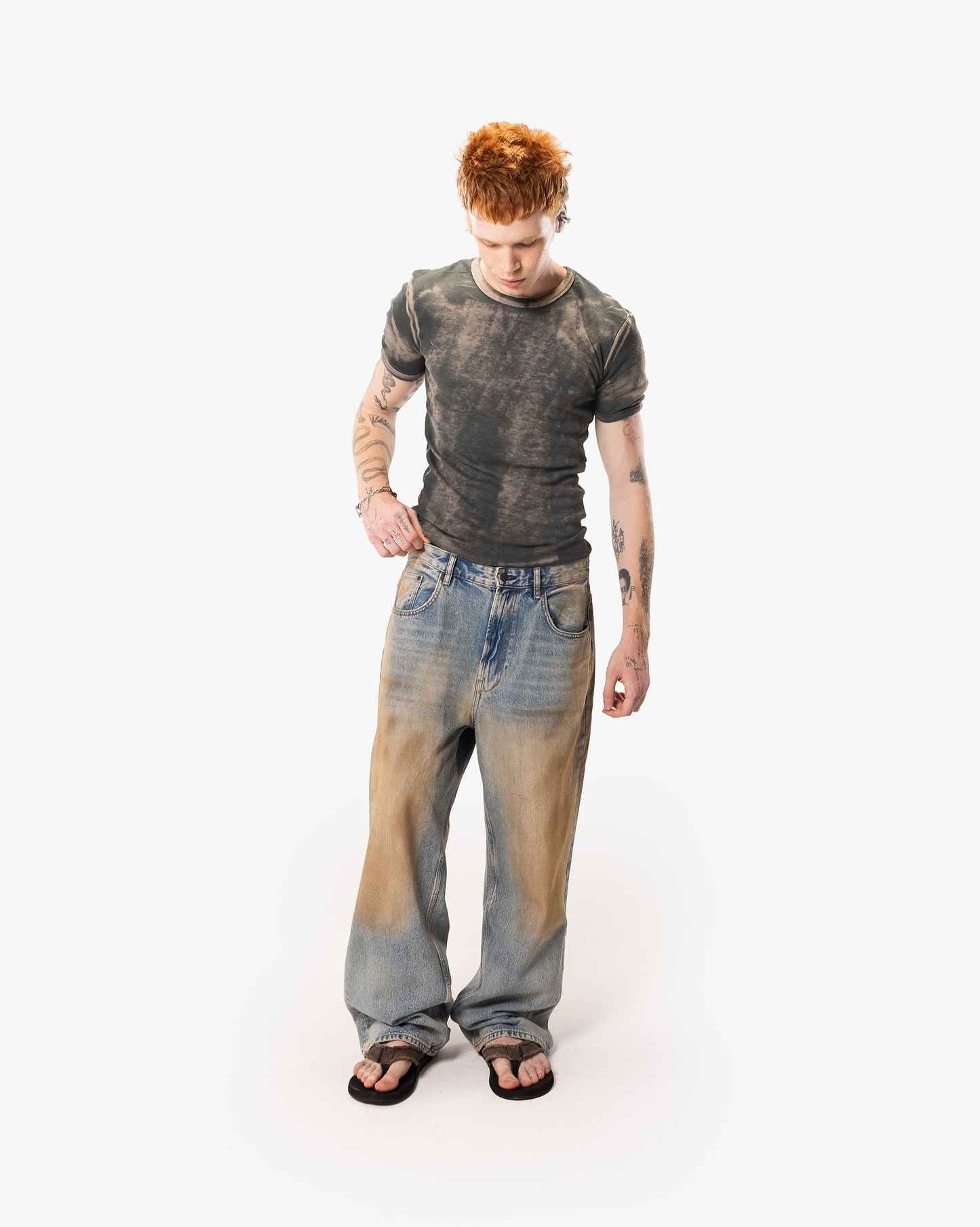 RAW RIBBED TEE - SMOKE