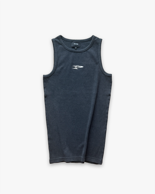 RAW RIBBED TANK TOP - CHARCOAL
