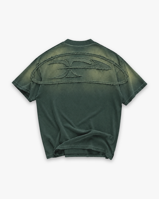 RAW FADED APPLIQUE TEE - GREEN