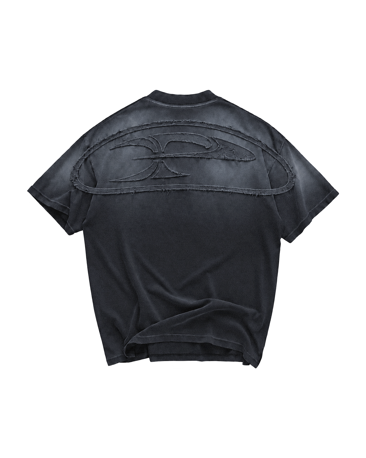 RAW FADED APPLIQUE TEE - BLACK