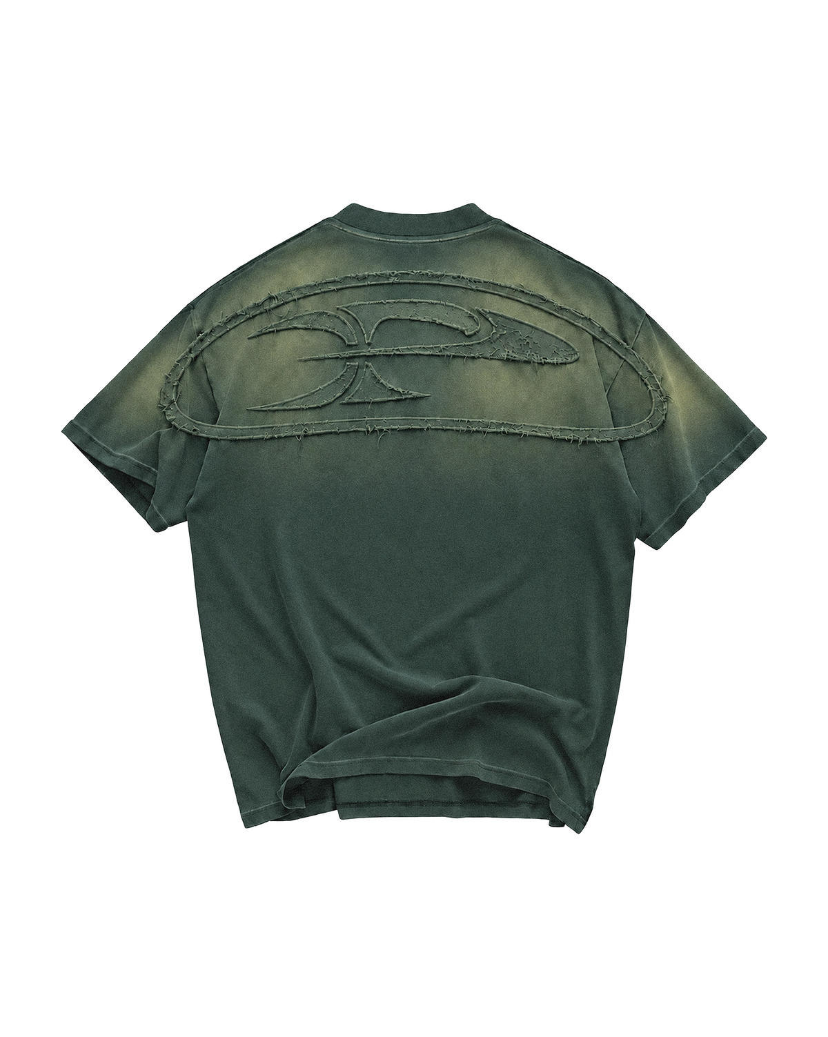 RAW FADED APPLIQUE TEE - GREEN
