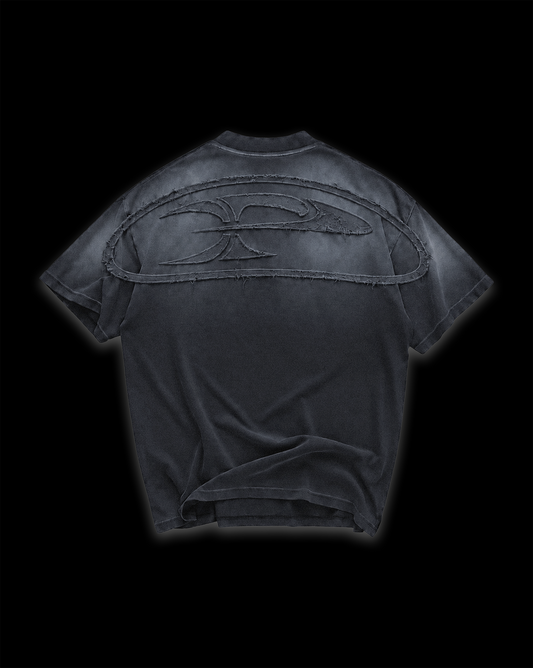 RAW FADED APPLIQUE TEE - BLACK